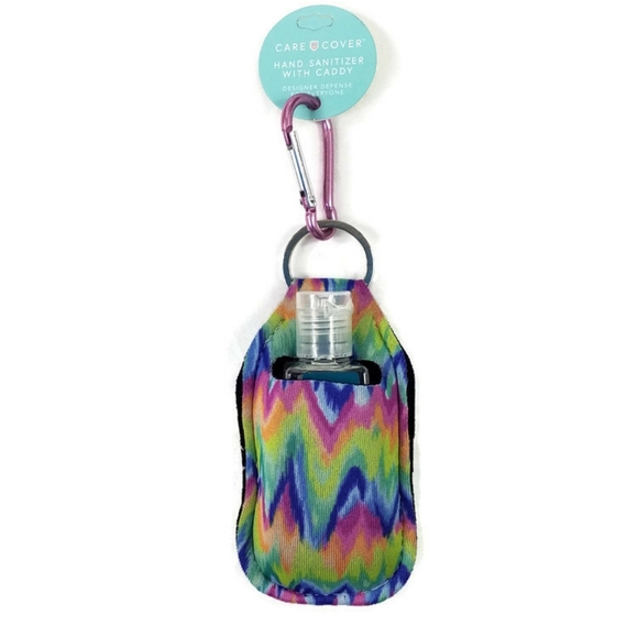 Care Cover Hand Sanitizer and Rainbow Tie Dye Holder Set Carabiner Clip On - Picture 5 of 6